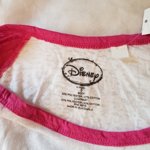 Disney Mimi Mouse Cotton & Polyester Pink Baseball Shirt Size S NWT - Picture 4 of 5